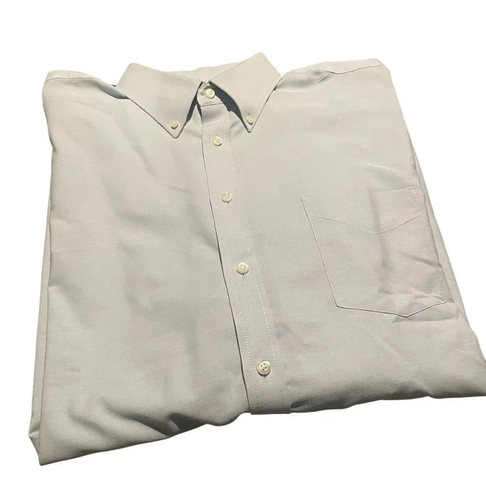Stafford travel wrinkle free Oxford Classic Lt blue Men's Shirt 17.5 34-35